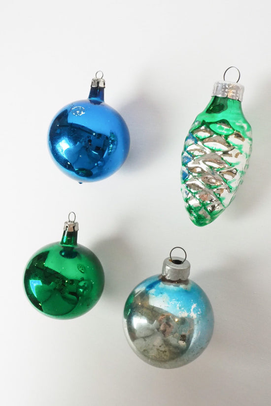 4 Antique Glass Baubles