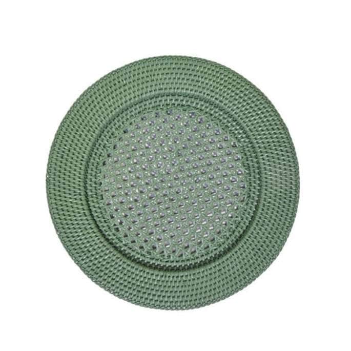 Round Rattan Charger - Green