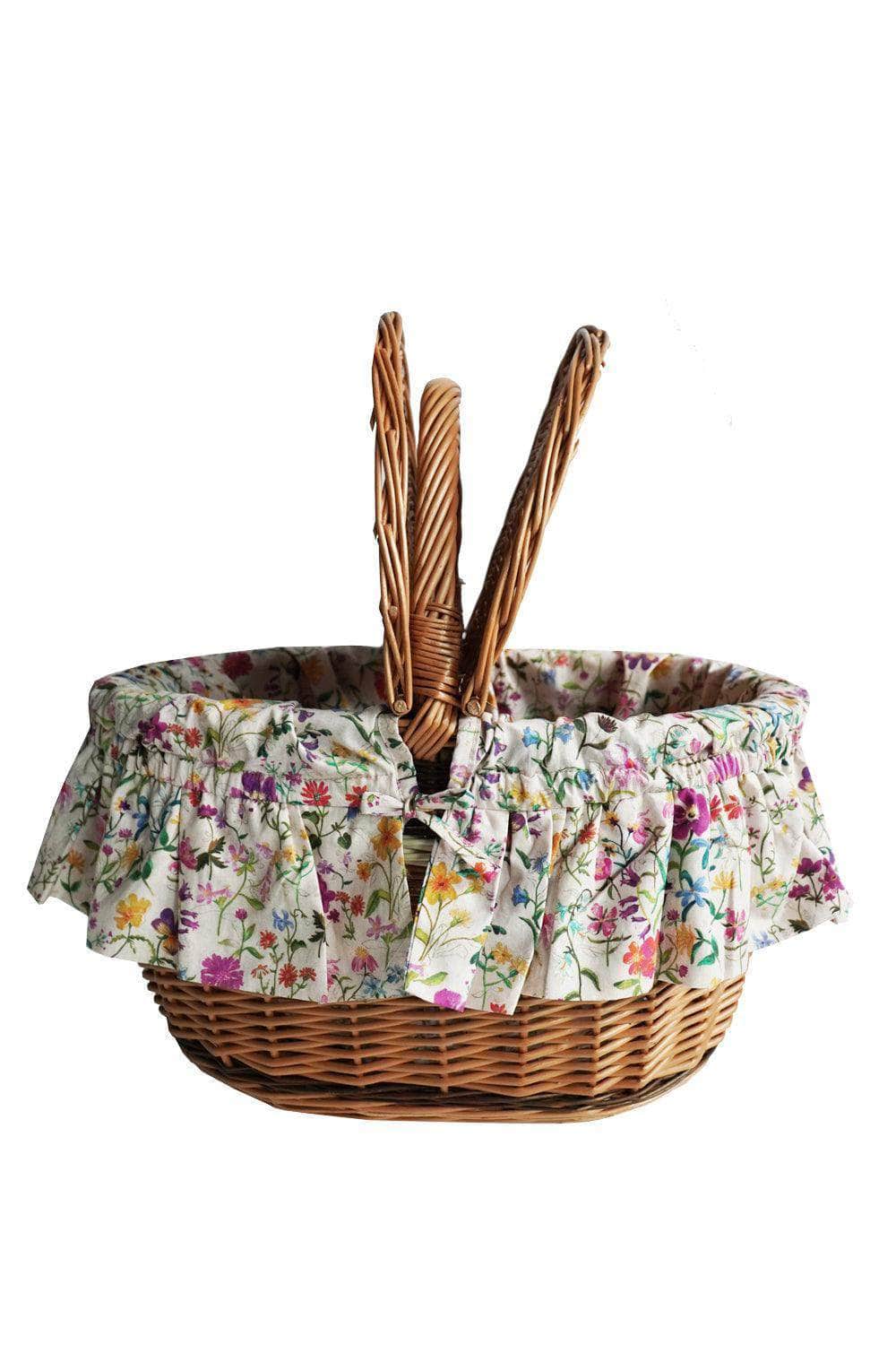 Oval Picnic Basket Made With Liberty Fabric Linen Garden