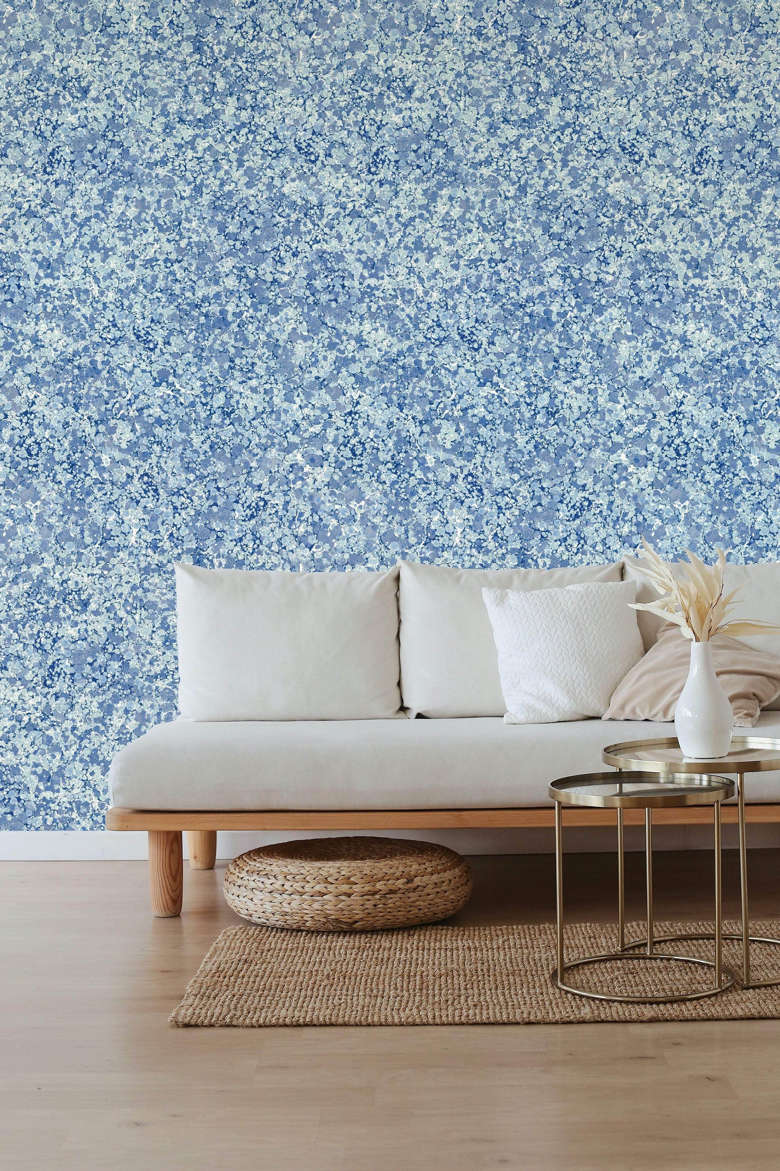 Marbled Wallpaper - 'Ditzy' Col: Blue Daze - Mica Coated Non-Woven