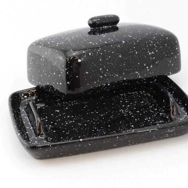 Butter Dish in Speckled Black