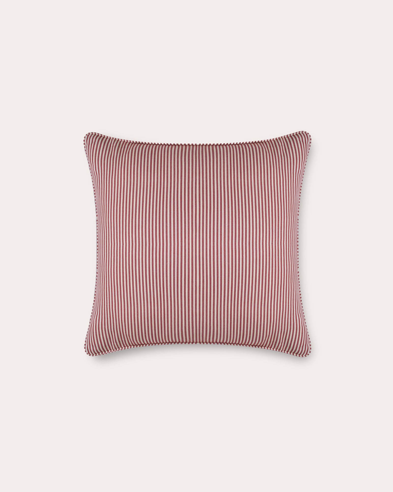 The Fine Stripe Square Cushion in Crabapple