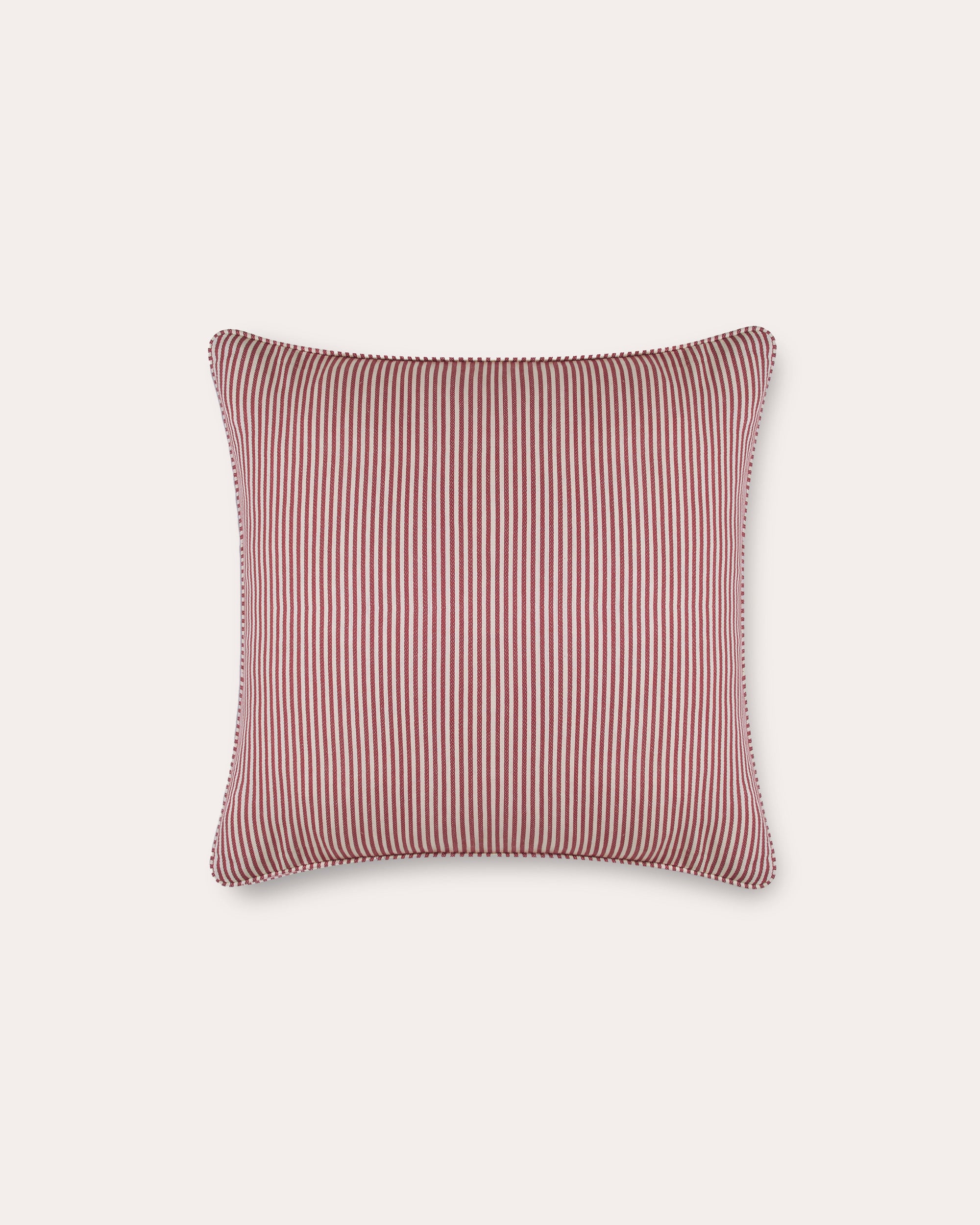 The Fine Stripe Square Cushion in Crabapple