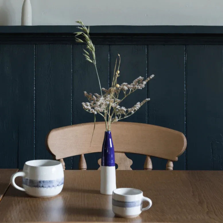 Ceramic Bottle Bud Vase - Deep Blue