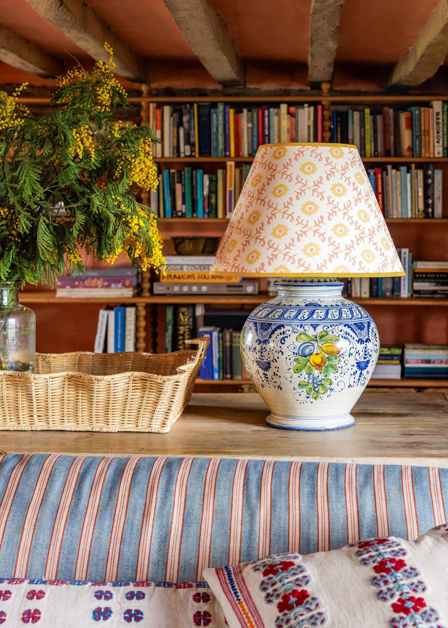Folk Flower Lampshade - Yellow / Terracotta