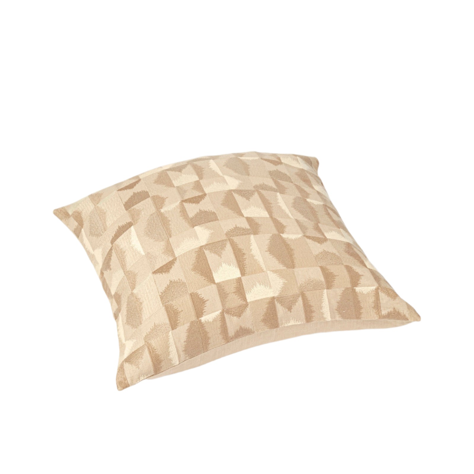 Embroidered Cushion Cover - Chai Latte & Off White