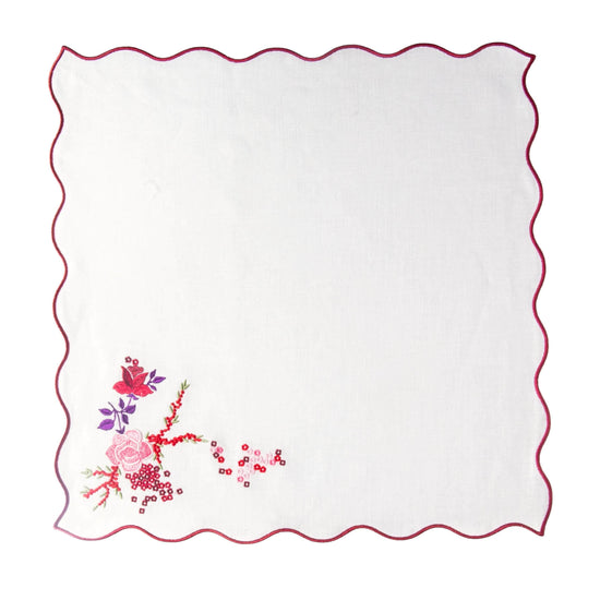 Roseraie et Baies Embroidered Napkin