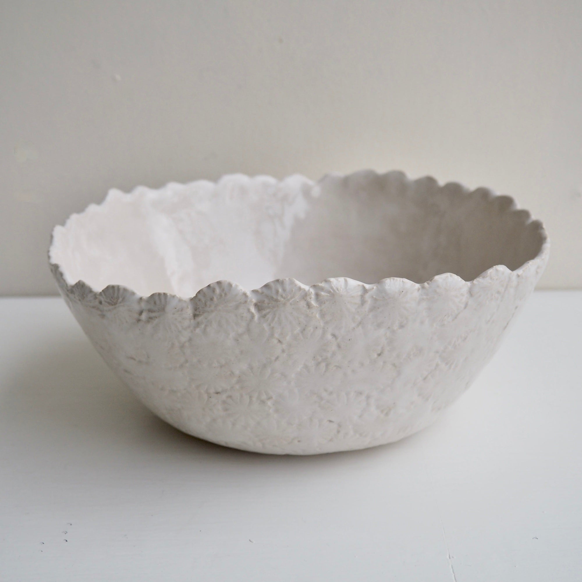 Handmade White Gloss Textural Ceramic Fruit Bowl