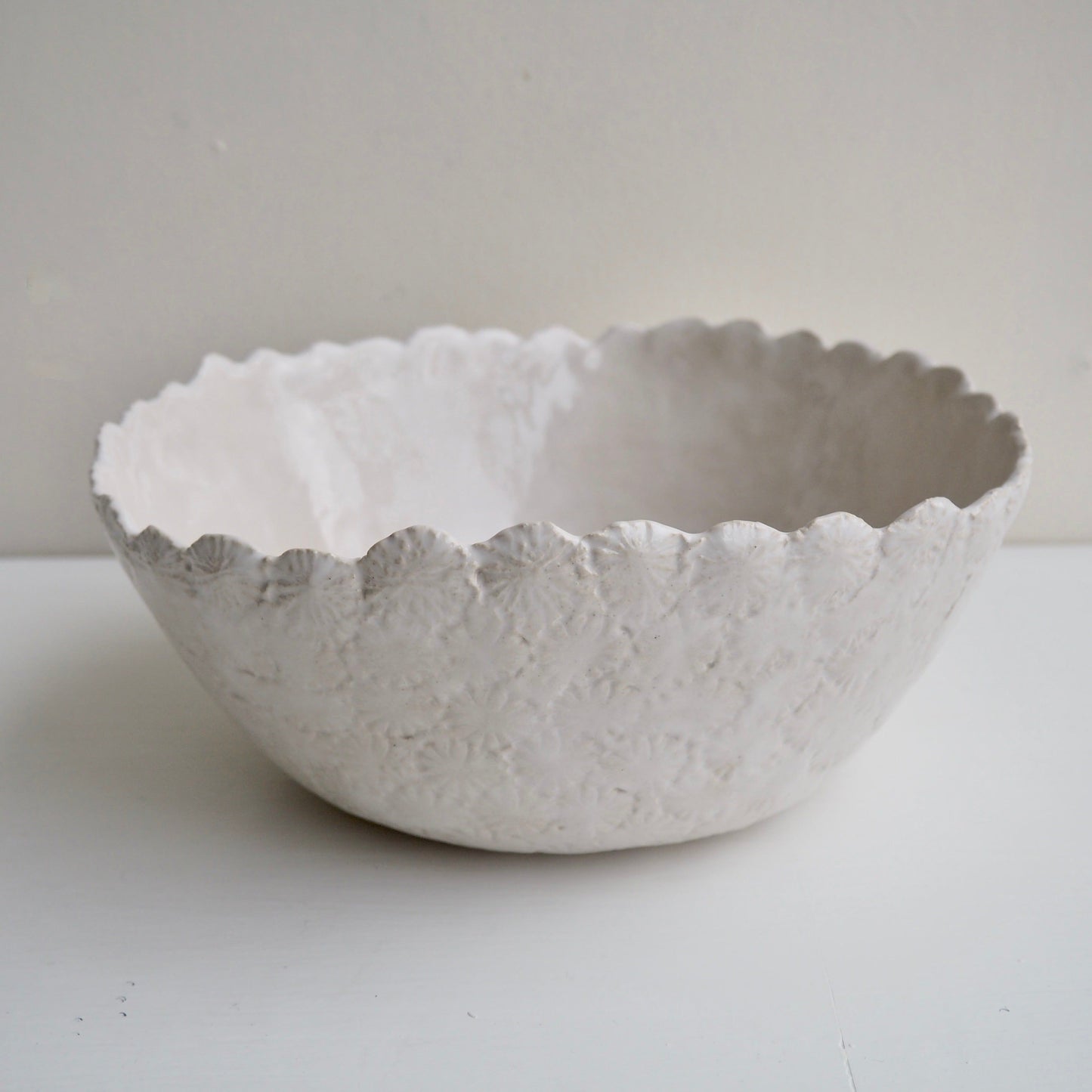 Handmade White Gloss Textural Ceramic Fruit Bowl