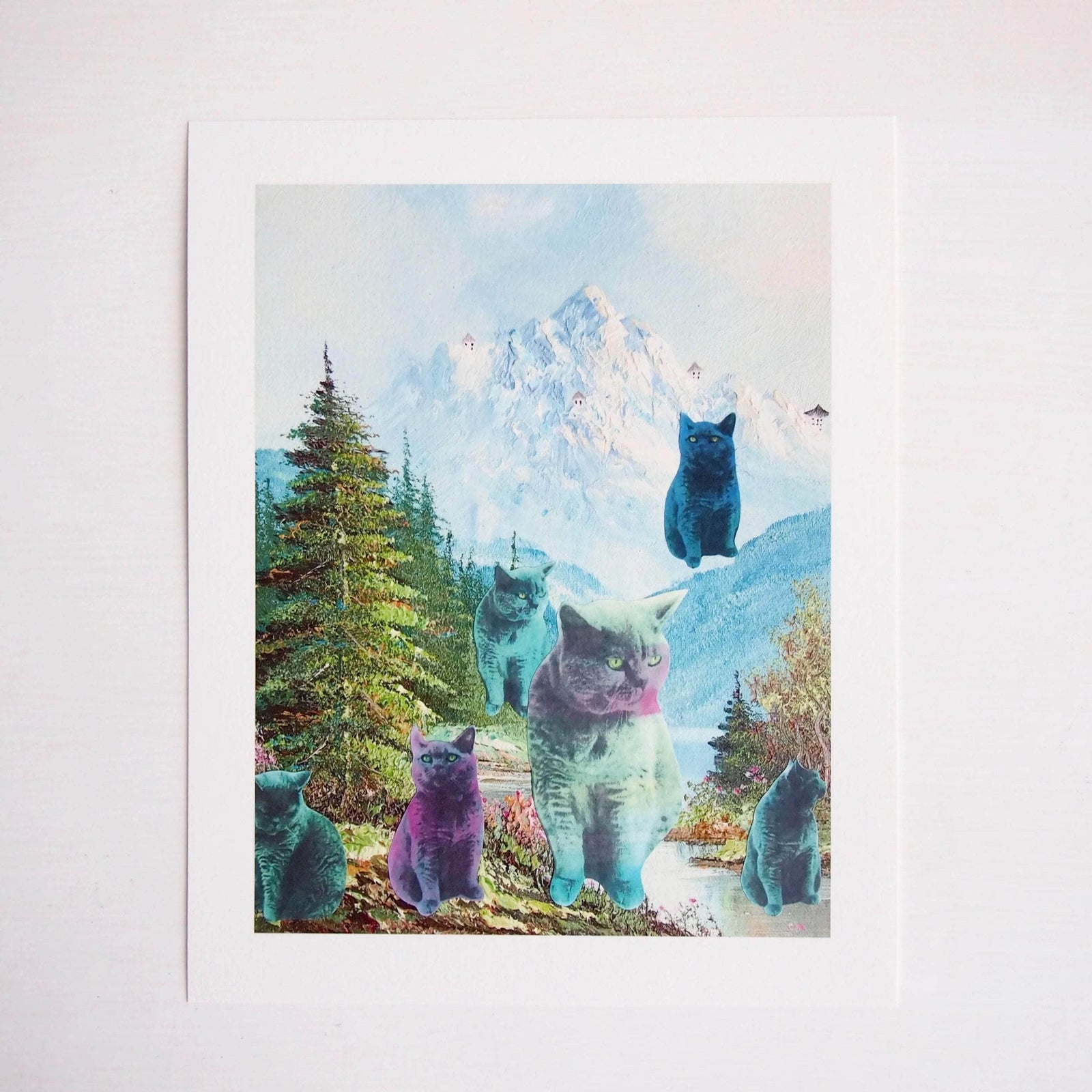 Pastel Cats In The Mountains Giclee Print