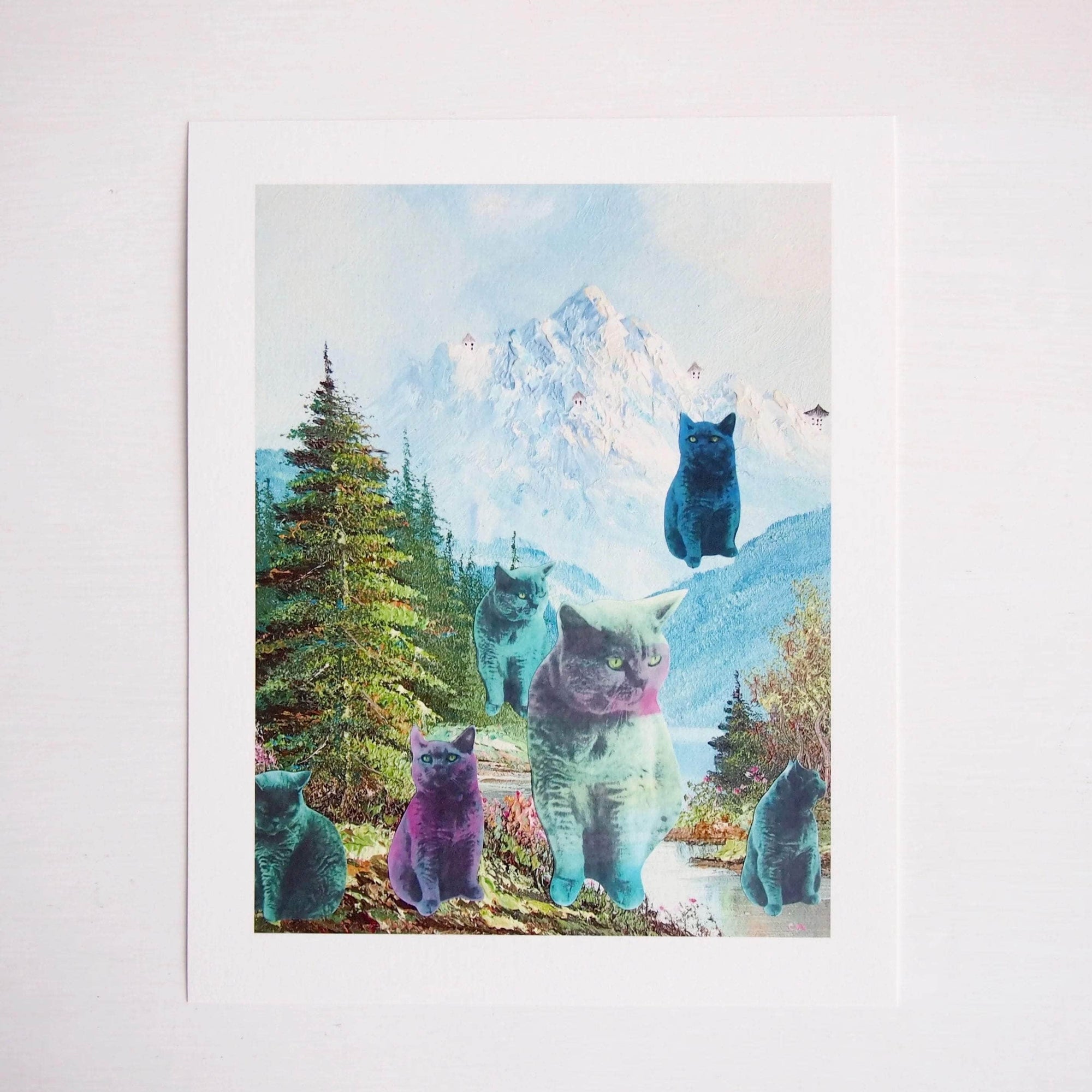 Pastel Cats In The Mountains Giclee Print