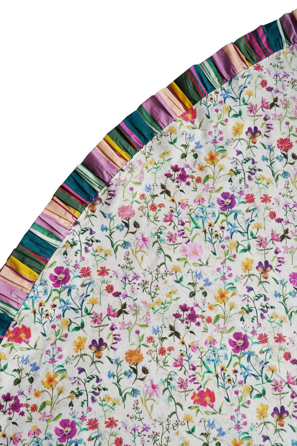 Ruffle Edge Round Tablecloth Made With Liberty Fabric Linen Garden & Archive Swatch