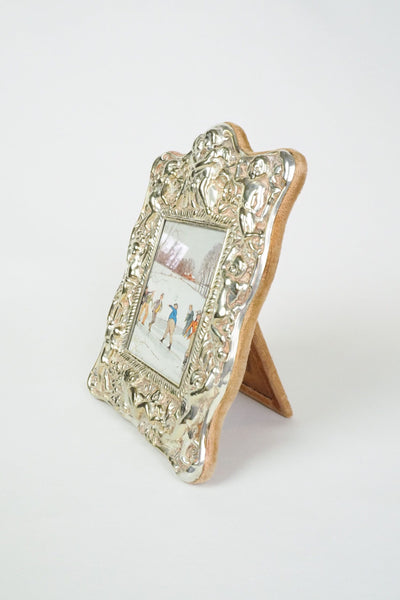 Antique Cherub Silver Plate Frame
