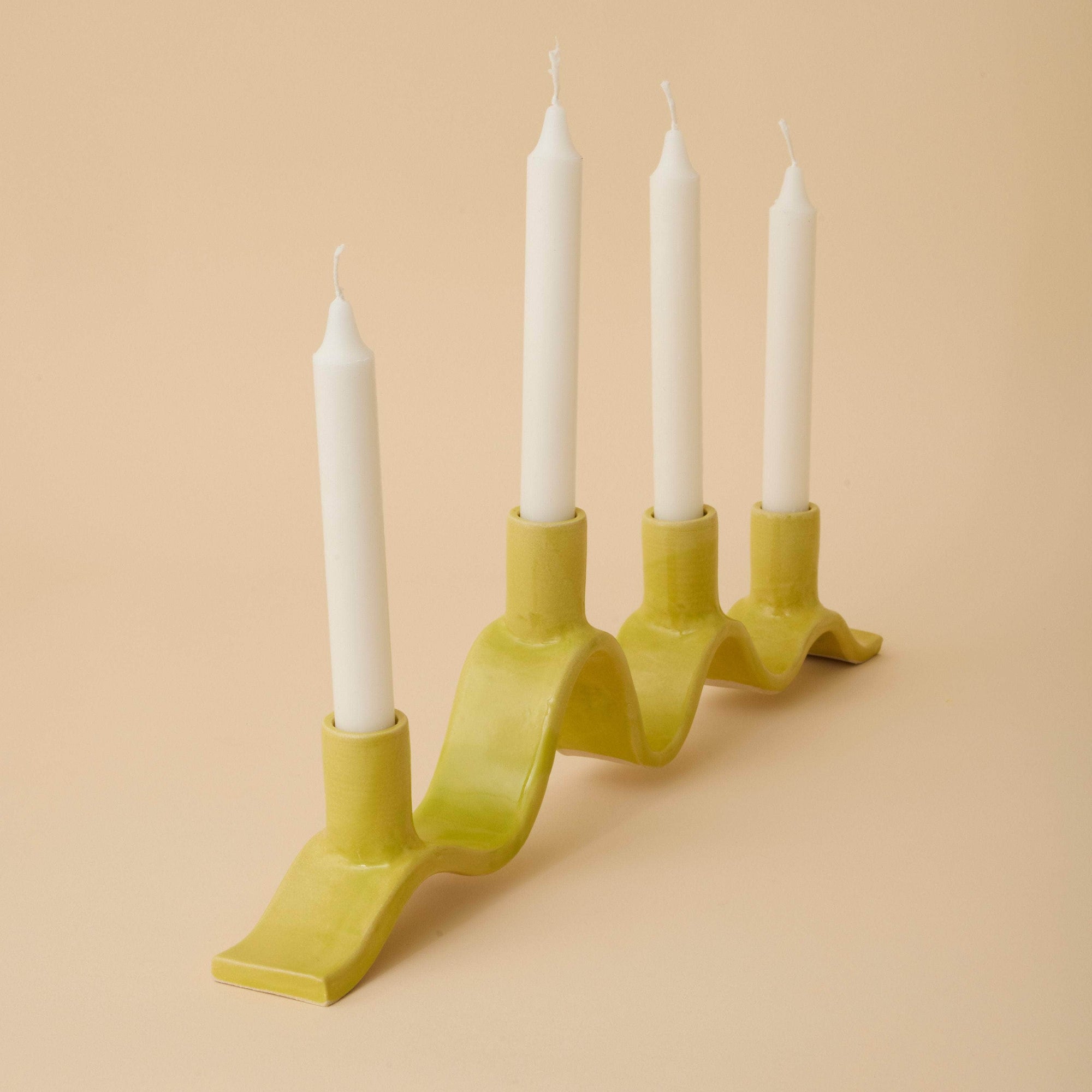 Large Wavy Candelabra - Chartreuse