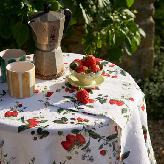 Wild Strawberry Linen Tablecloth