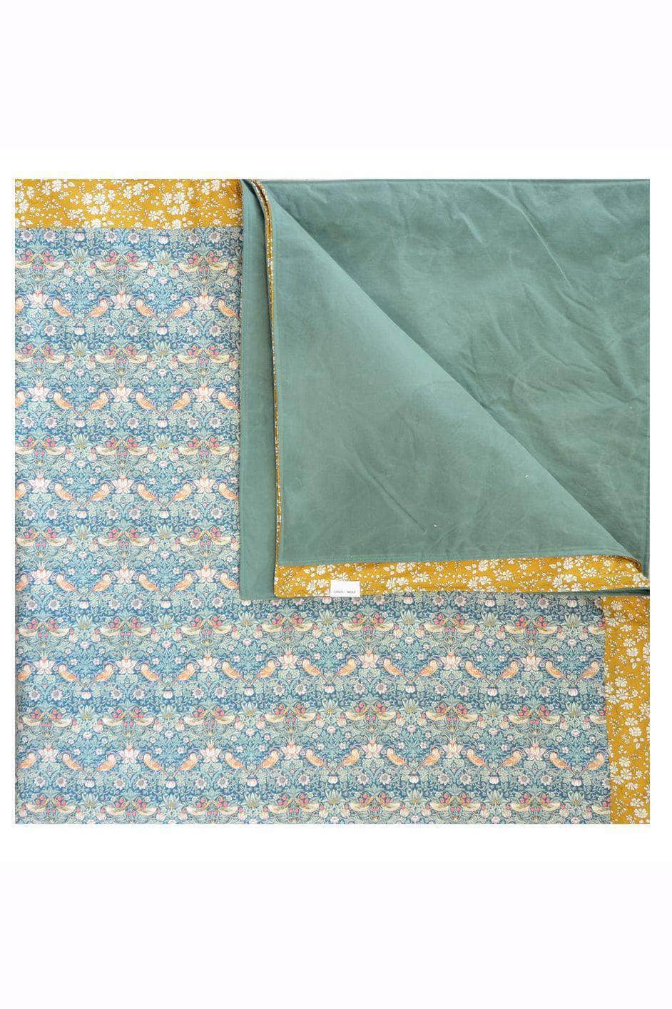 Picnic Blanket Made With Liberty Fabric Strawberry Thief & Capel Mustard