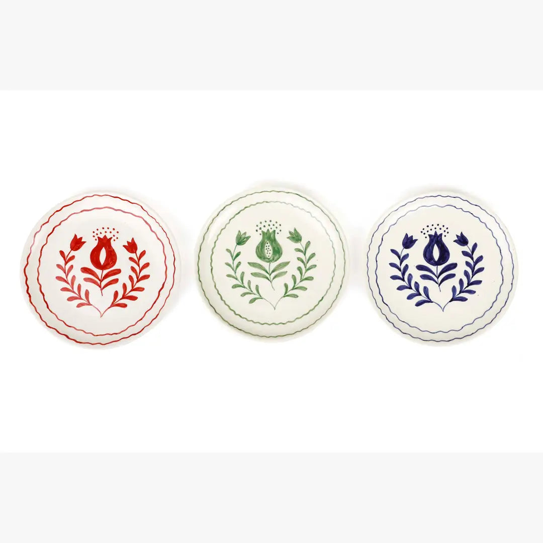 Red Anaar Snack Plate , 7x7 Inches (Set of 2)