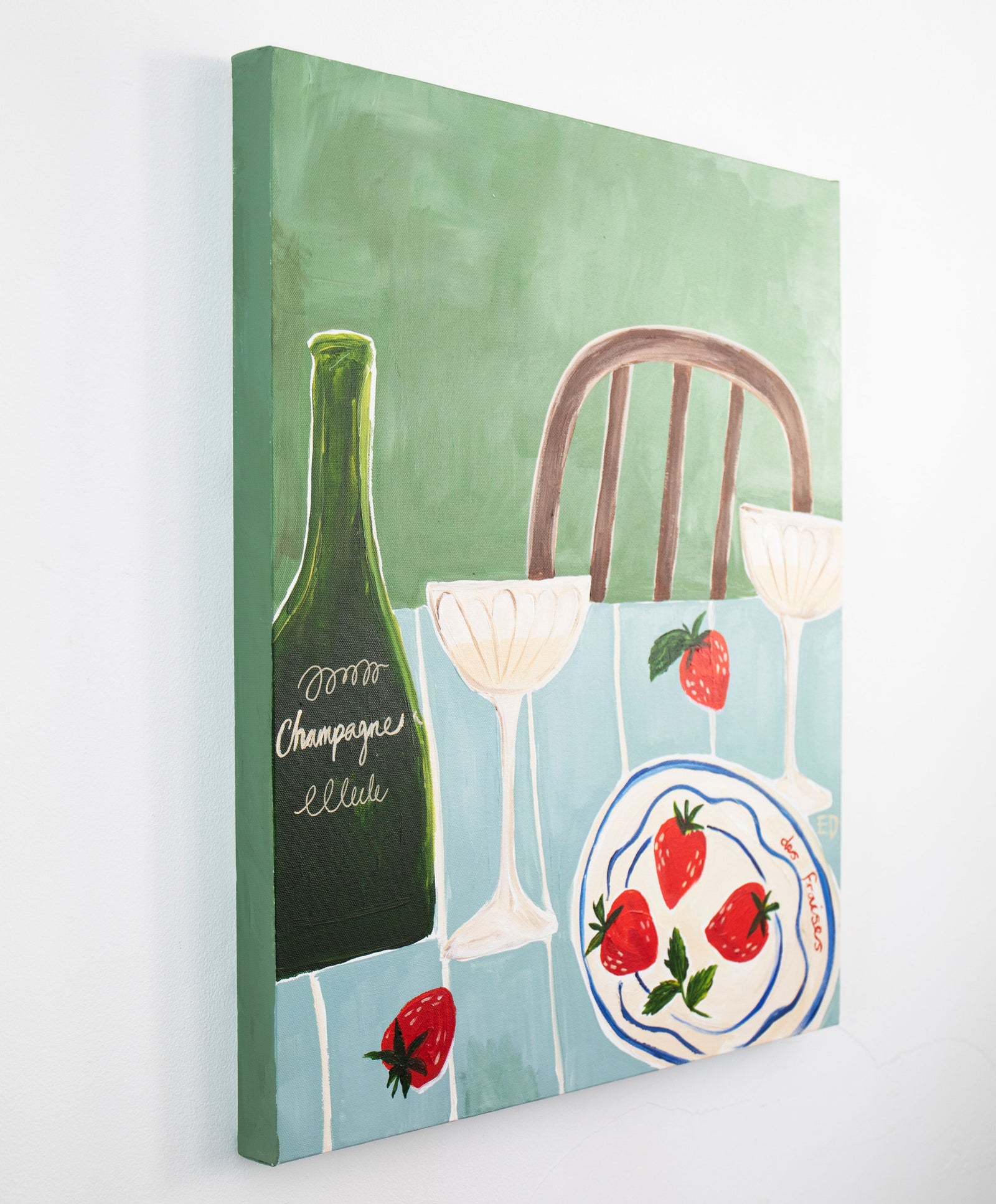 Strawberries & Champagne Acrylic Painting
