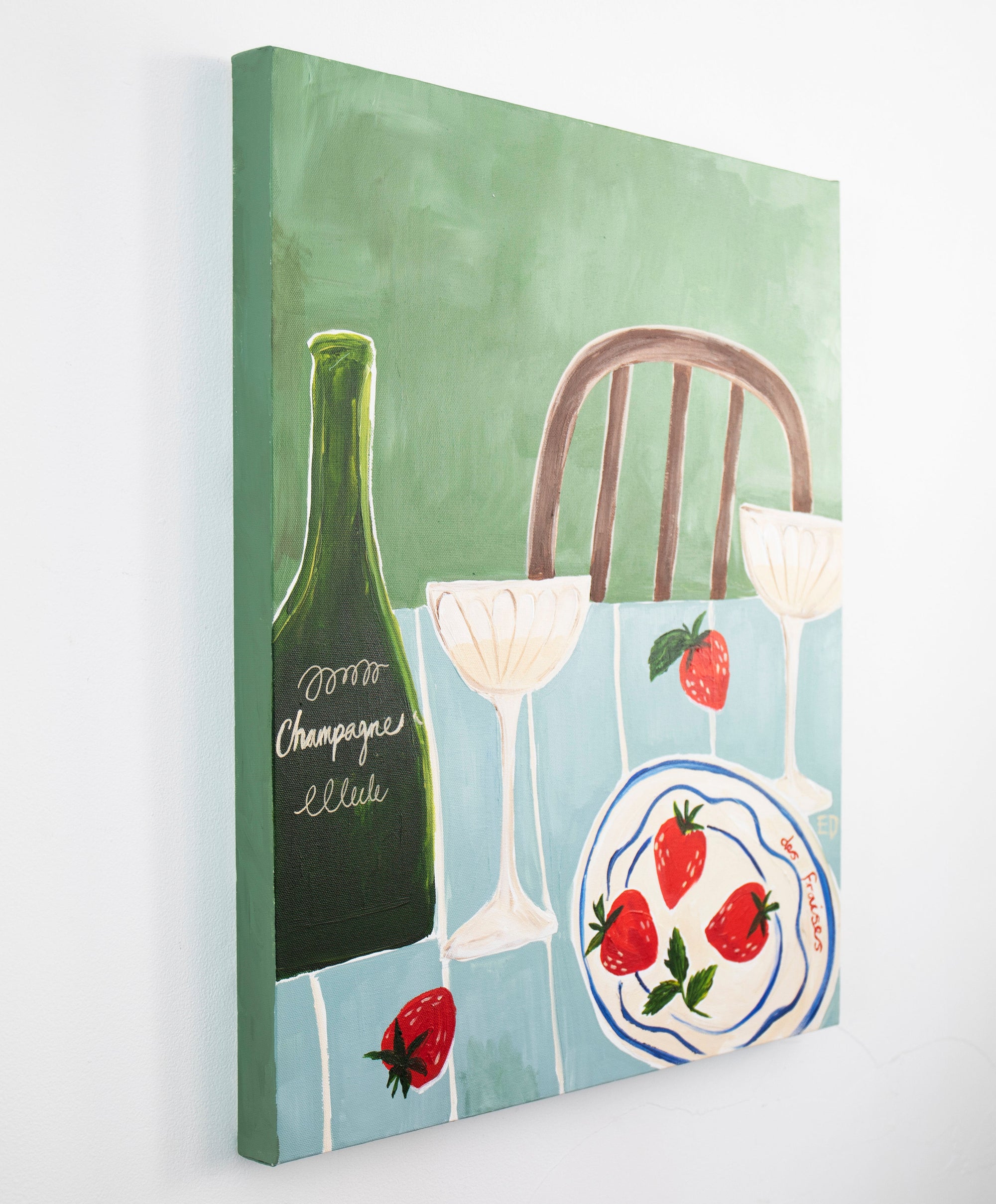 Strawberries & Champagne Acrylic Painting