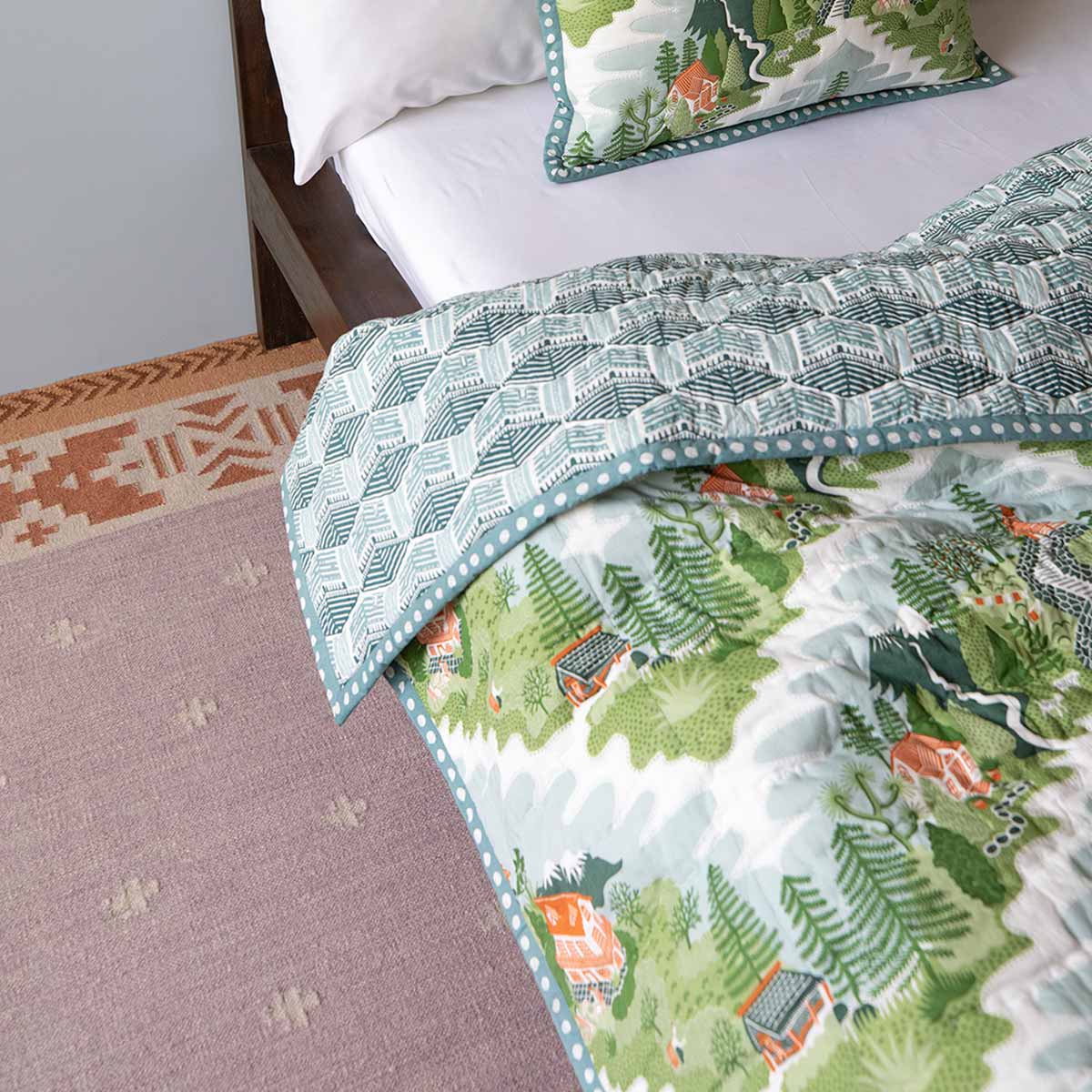 Manali Flatweave Rug - Stone and Terracotta