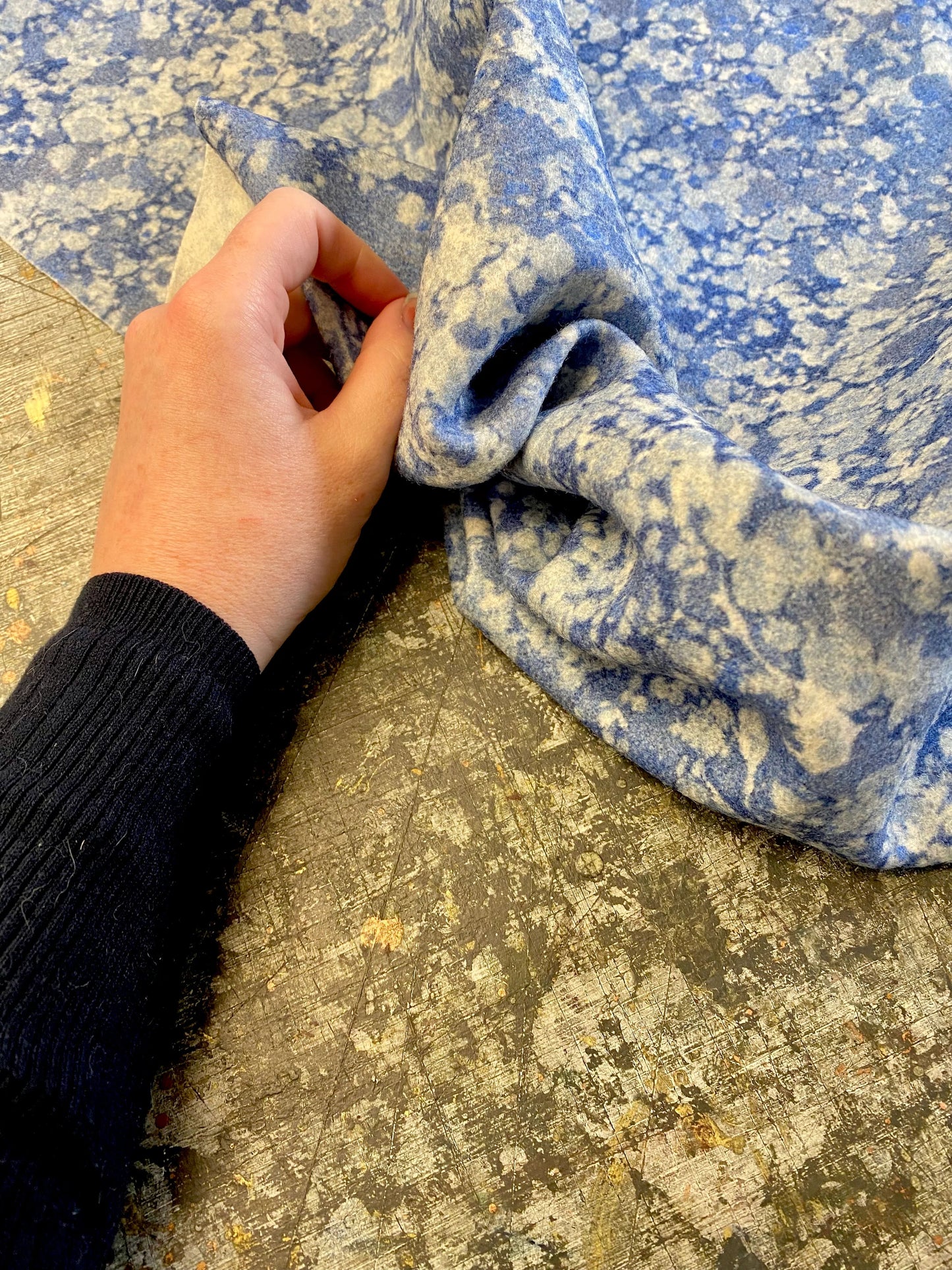 Marbled Fabric - 'Ditzy' Col: Blue Daze - 100% Wool