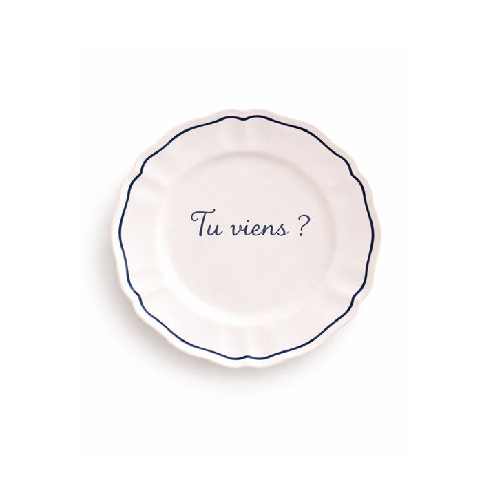 Sveva's Home «Tu viens?» Ceramic Scalloped Plate Set of 4