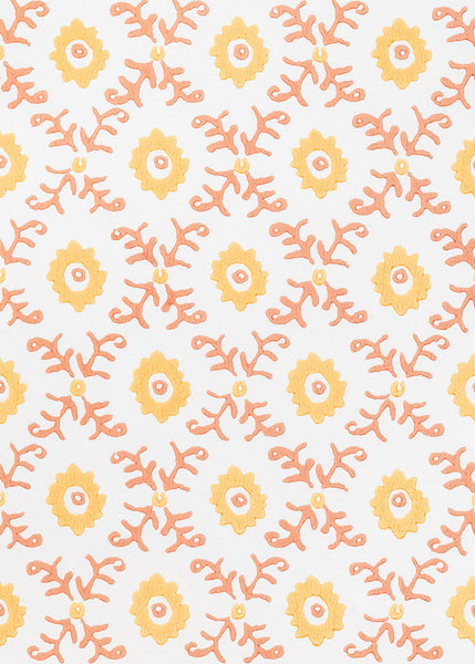 Folk Flower Pendant Lampshade - Yellow / Terracotta