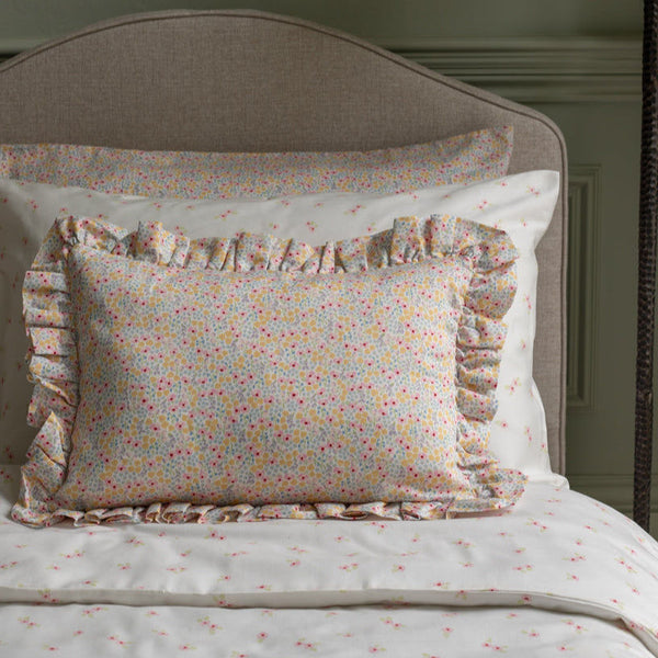 Rectangle Linen Frill Cushion - Wildflower Garden