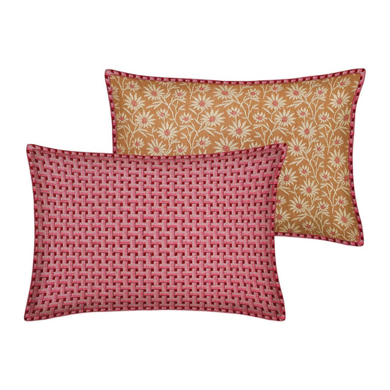 Double Sided Cushion Janis Bordeaux & Pink x Mako Caramel & Ecru