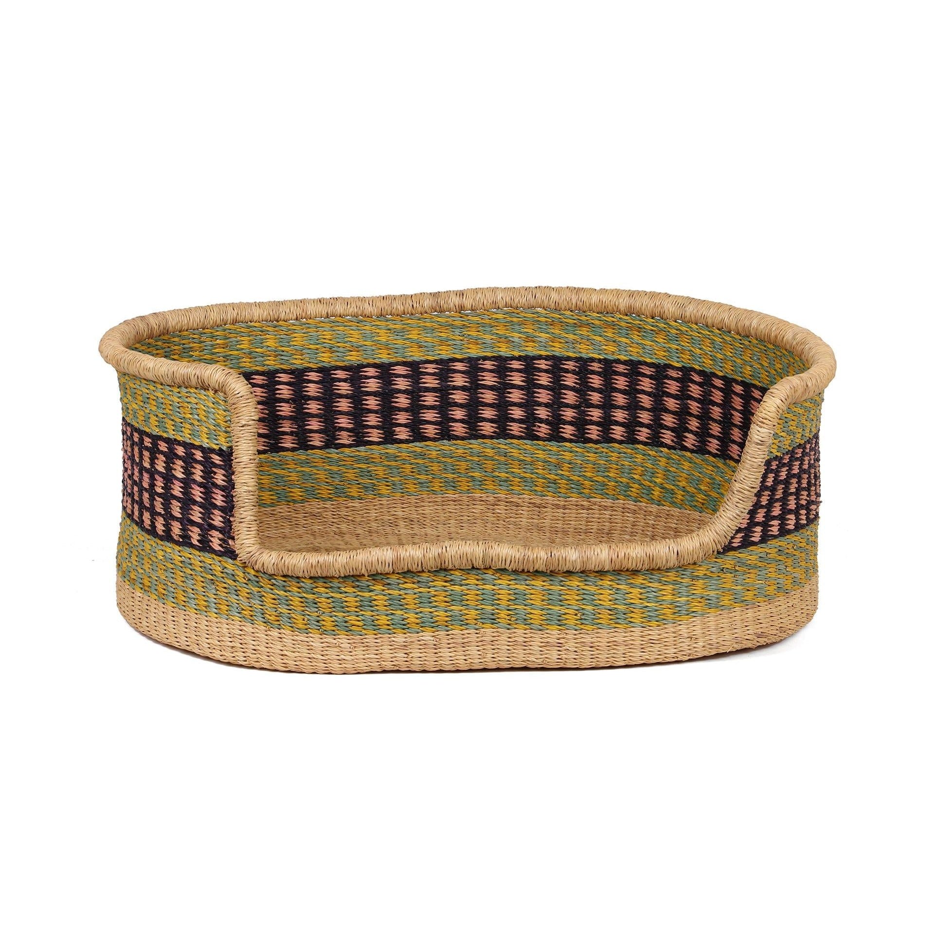 AKOKO: Turquoise, Yellow and Pink Dog Basket - Medium