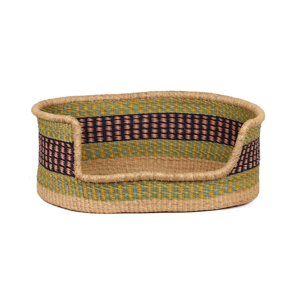 AKOKO: Turquoise, Yellow and Pink Dog Basket - Medium