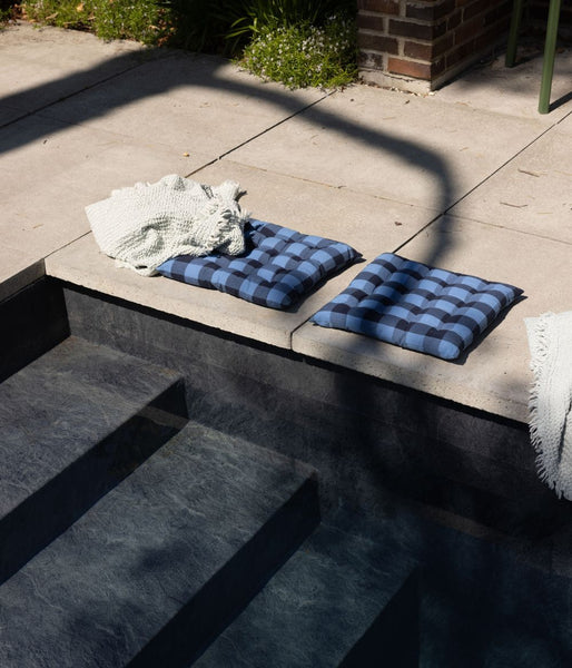 Seat Cushion Checked Blue