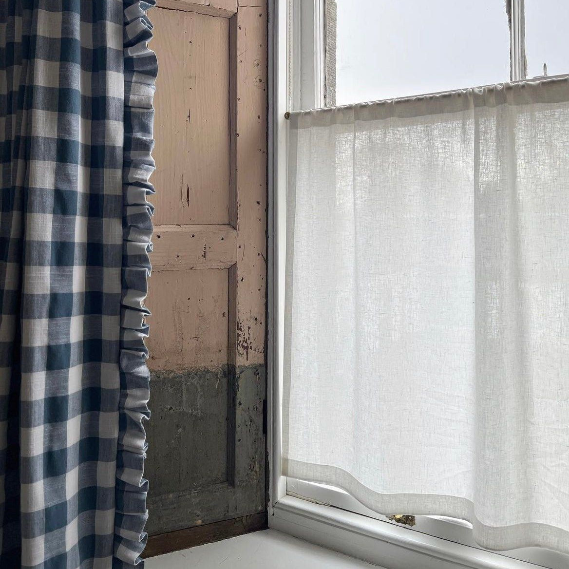 Cafe Curtain 32 - Pocket Top - Elderfield Turpentine - Pole Width 28.3cm x Drop 97cm