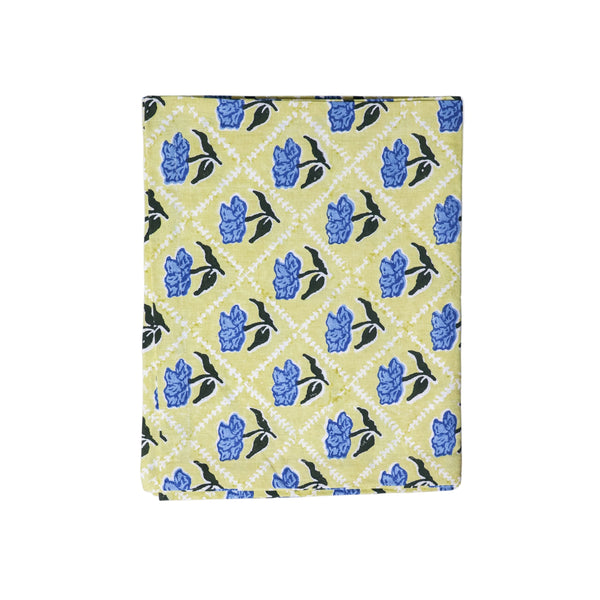 Noor - Pure Linen Handprinted Table Runner - Butter Yellow