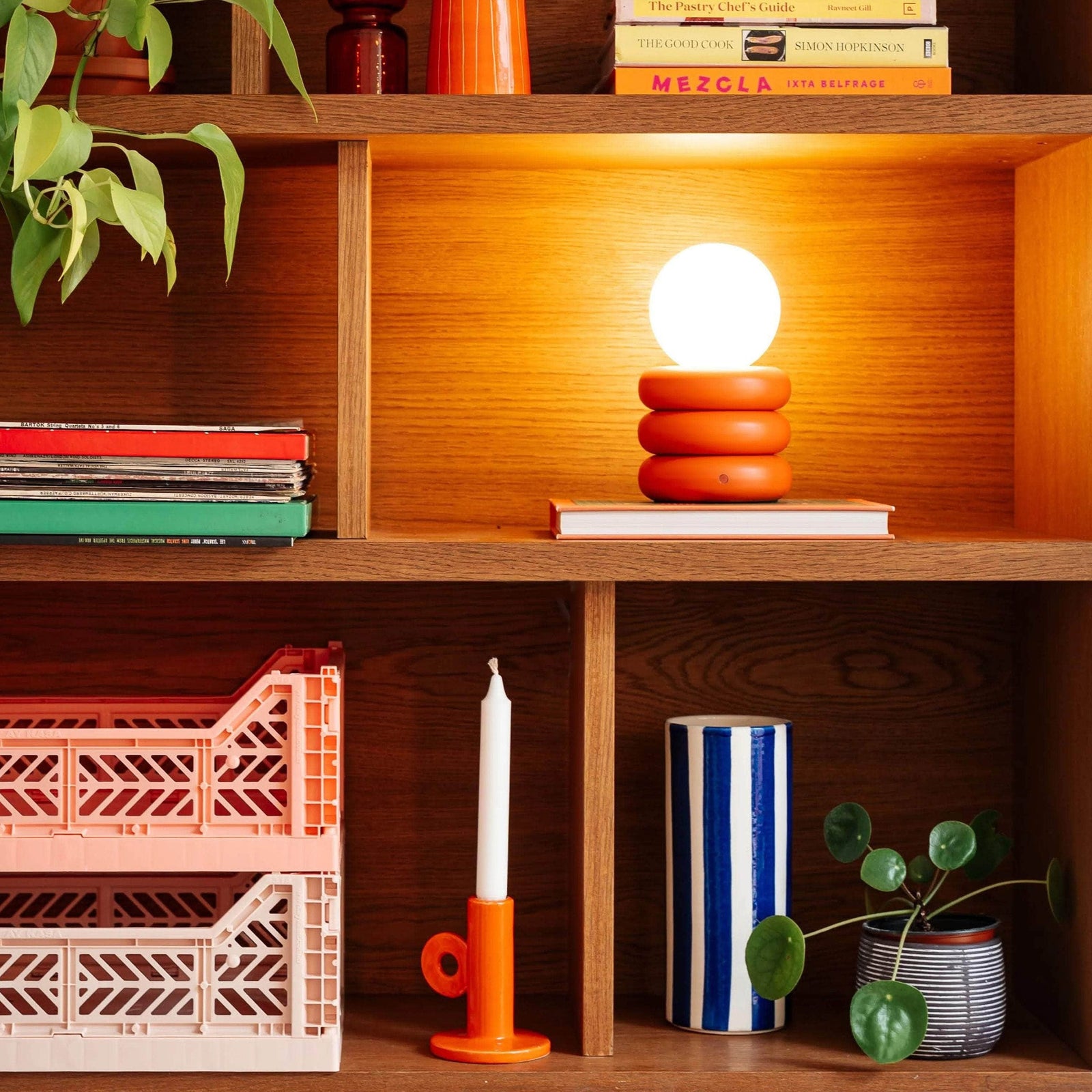 Peel orange cordless table lamp