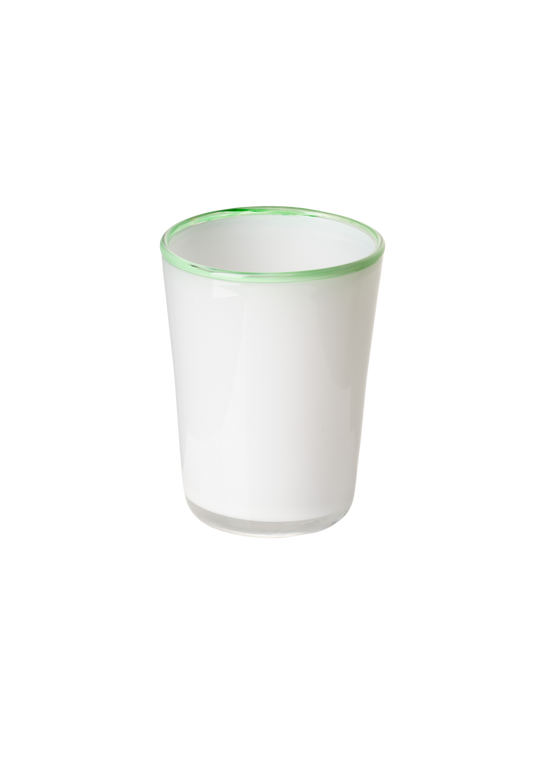 Thyme Hand Blown Water Glass in White/Green