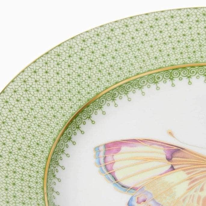 Green Apple Lace Plate Butterfly Side/Pudding Plates x 4