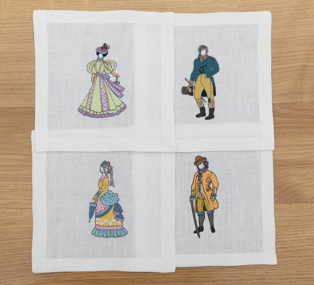 Embroidered Table Linen - Victorian Cocktail Napkins 3 (Set of 4)