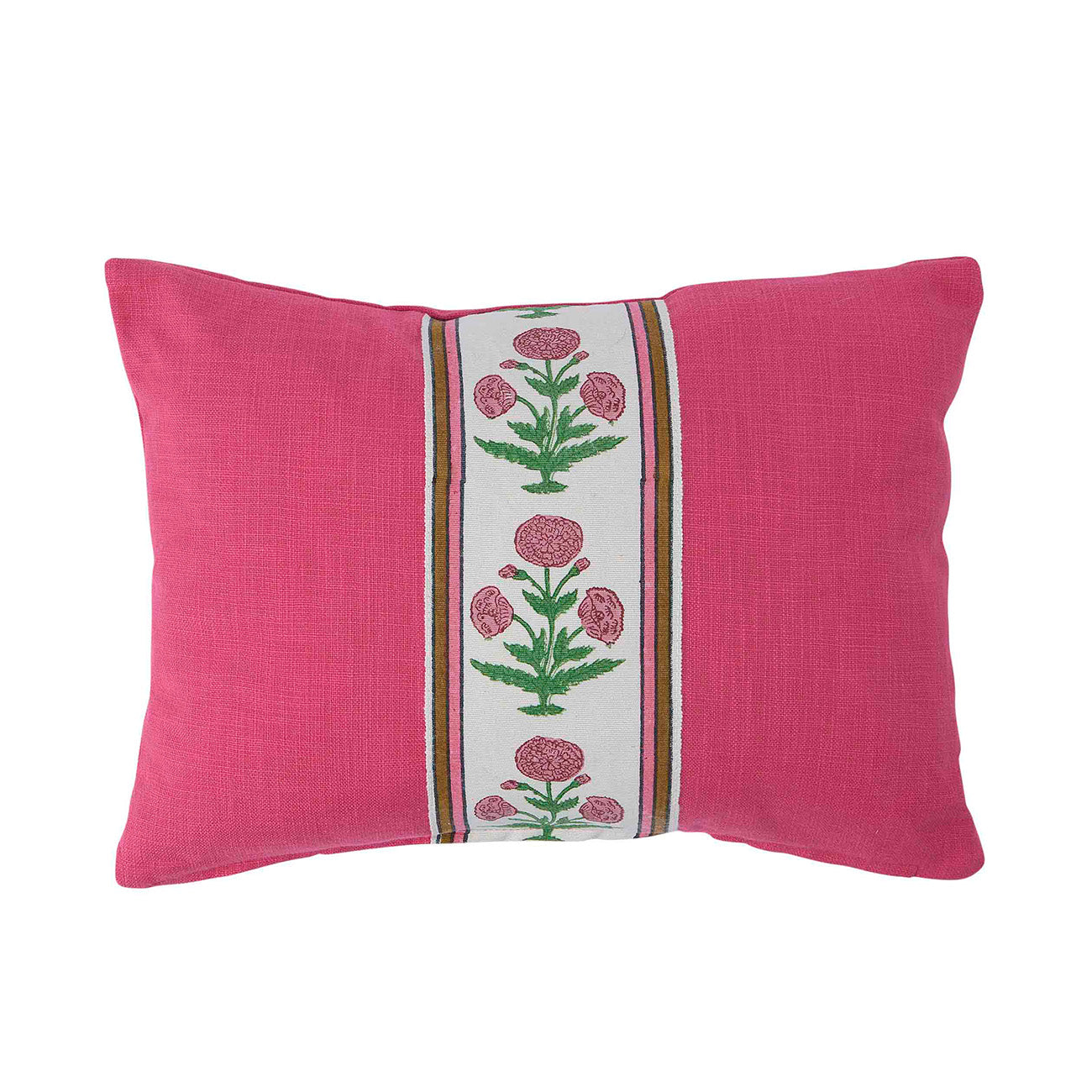Cushion Hot Pink Cotton with Poppy Pink/Green Tape