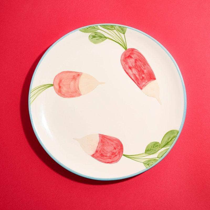 Hand-painted Large Radish Dinner Plates (Set of 2)