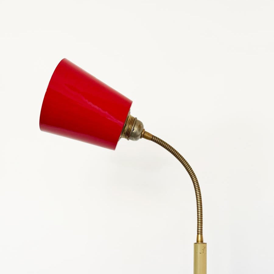 Bamboo and Terracotta Floor Lamp - Red