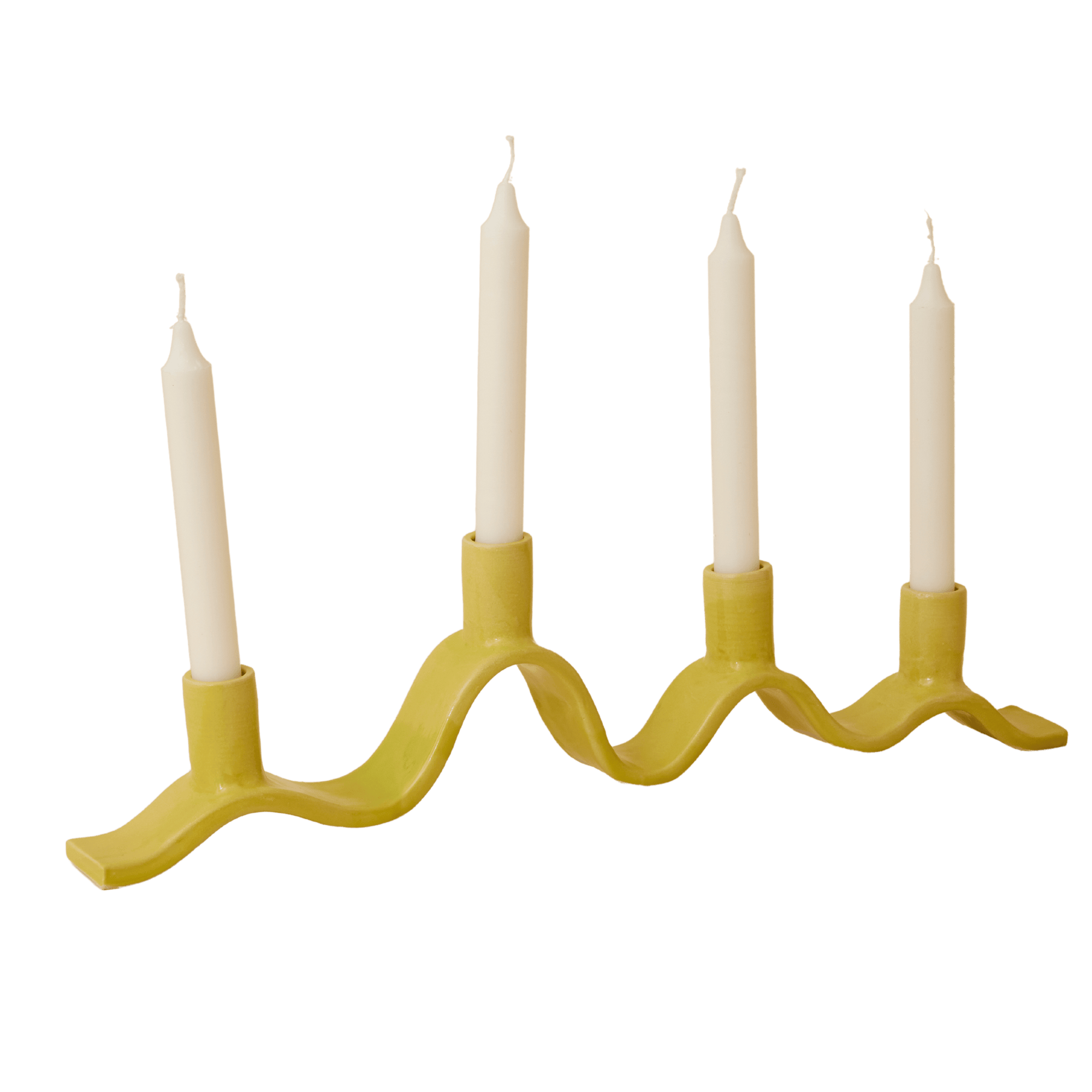Large Wavy Candelabra - Chartreuse