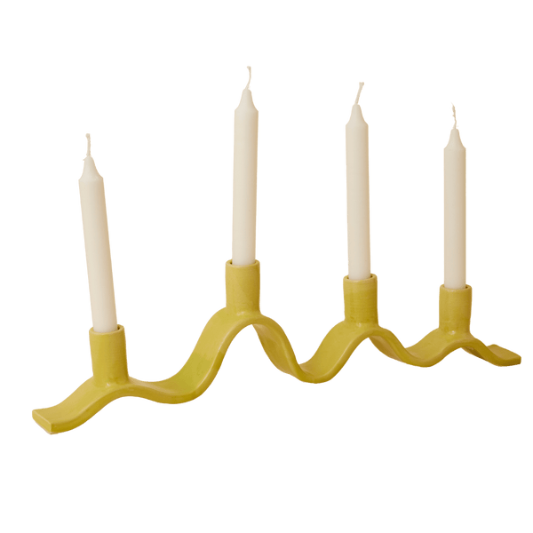 Large Wavy Candelabra - Chartreuse
