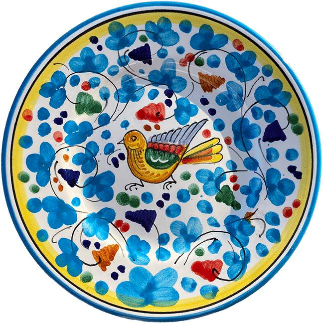 Bird Plate 20 cm Sky Blue Flowers