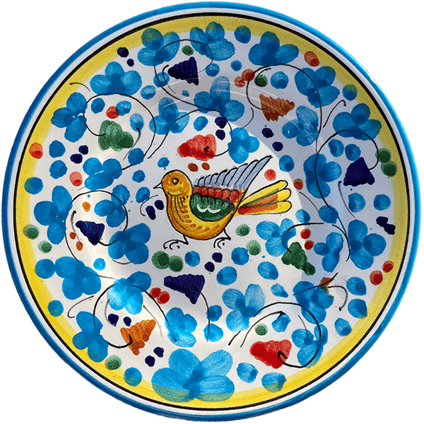 Bird Plate 20 cm Sky Blue Flowers
