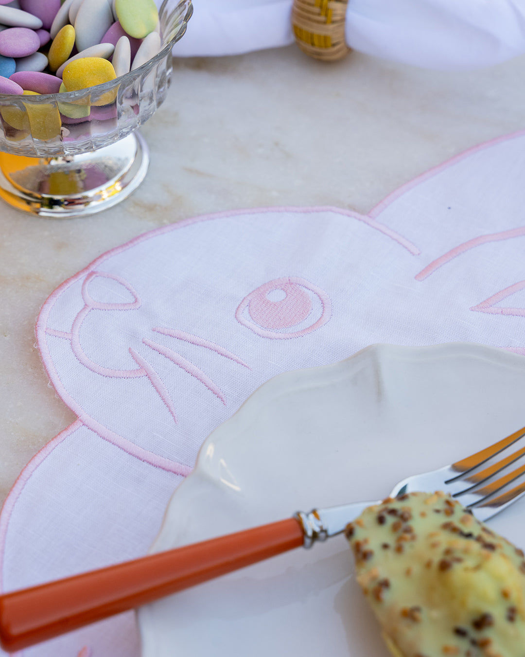 Rabbit Placemat in Pink, Anti-Stain