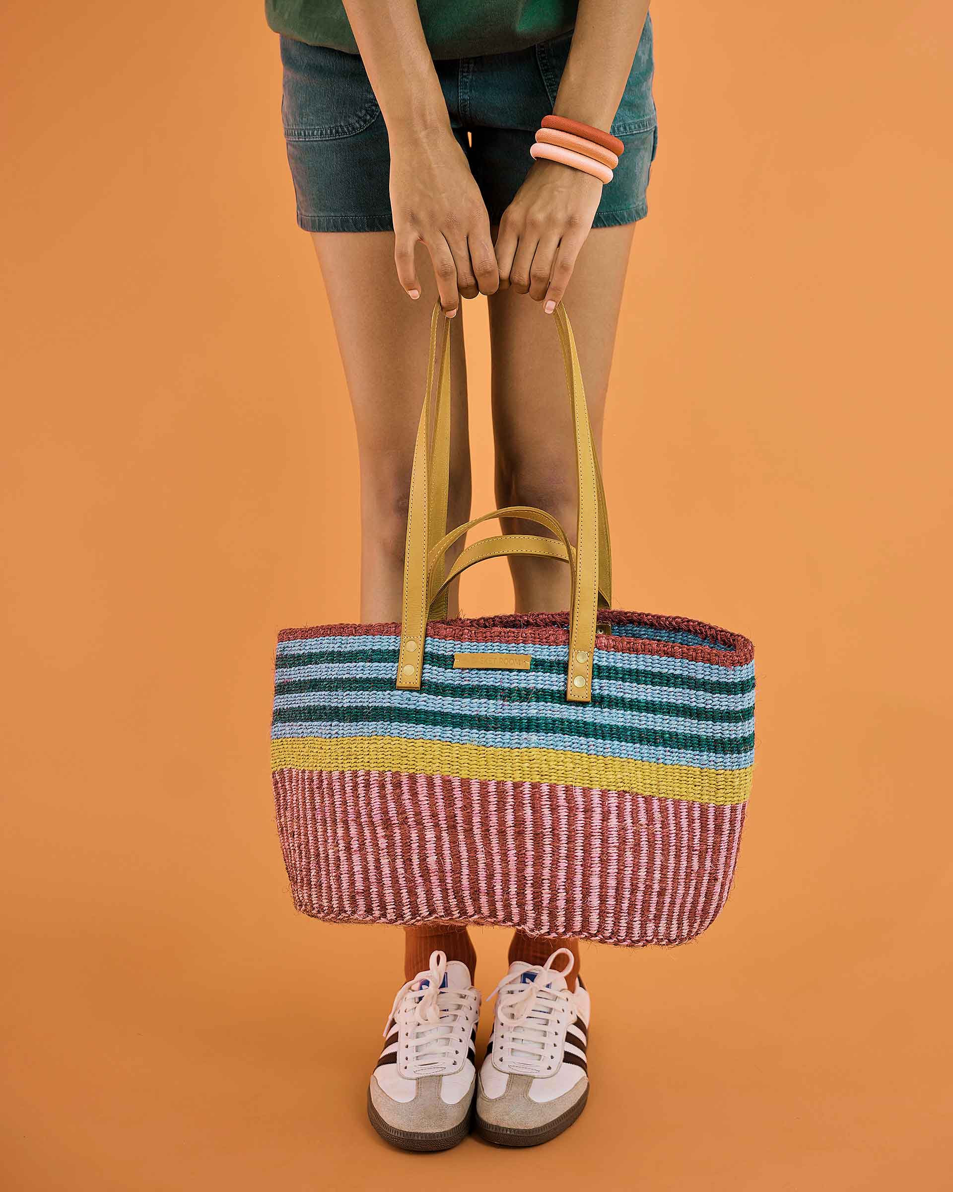 BINAFSI: Sports Luxe Multi-Tone Patterned Sisal Shopper