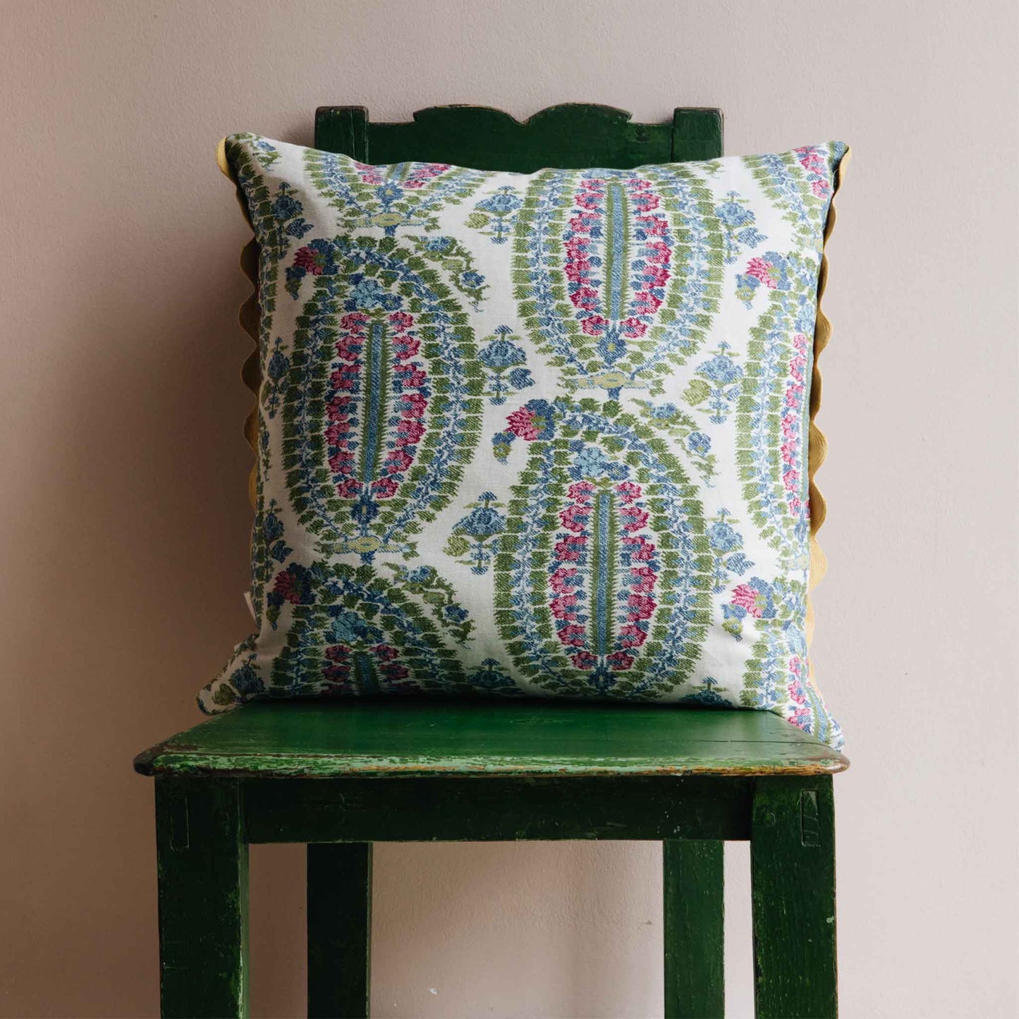 Anoushka Pink Green Blue Square Cushion