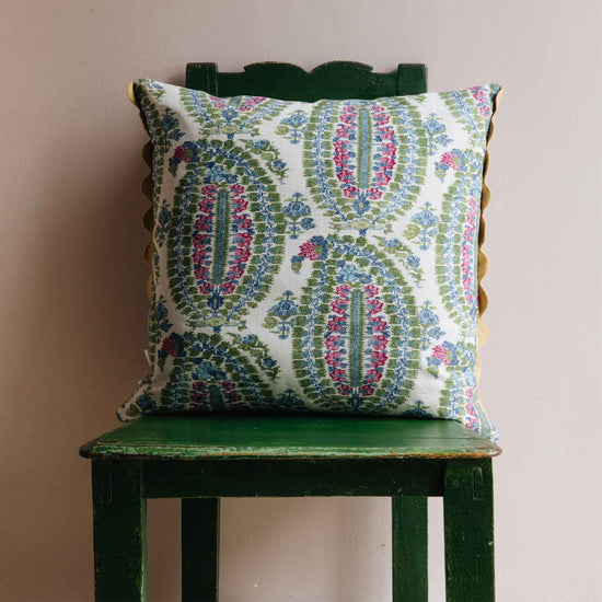 Anoushka Pink Green Blue Square Cushion