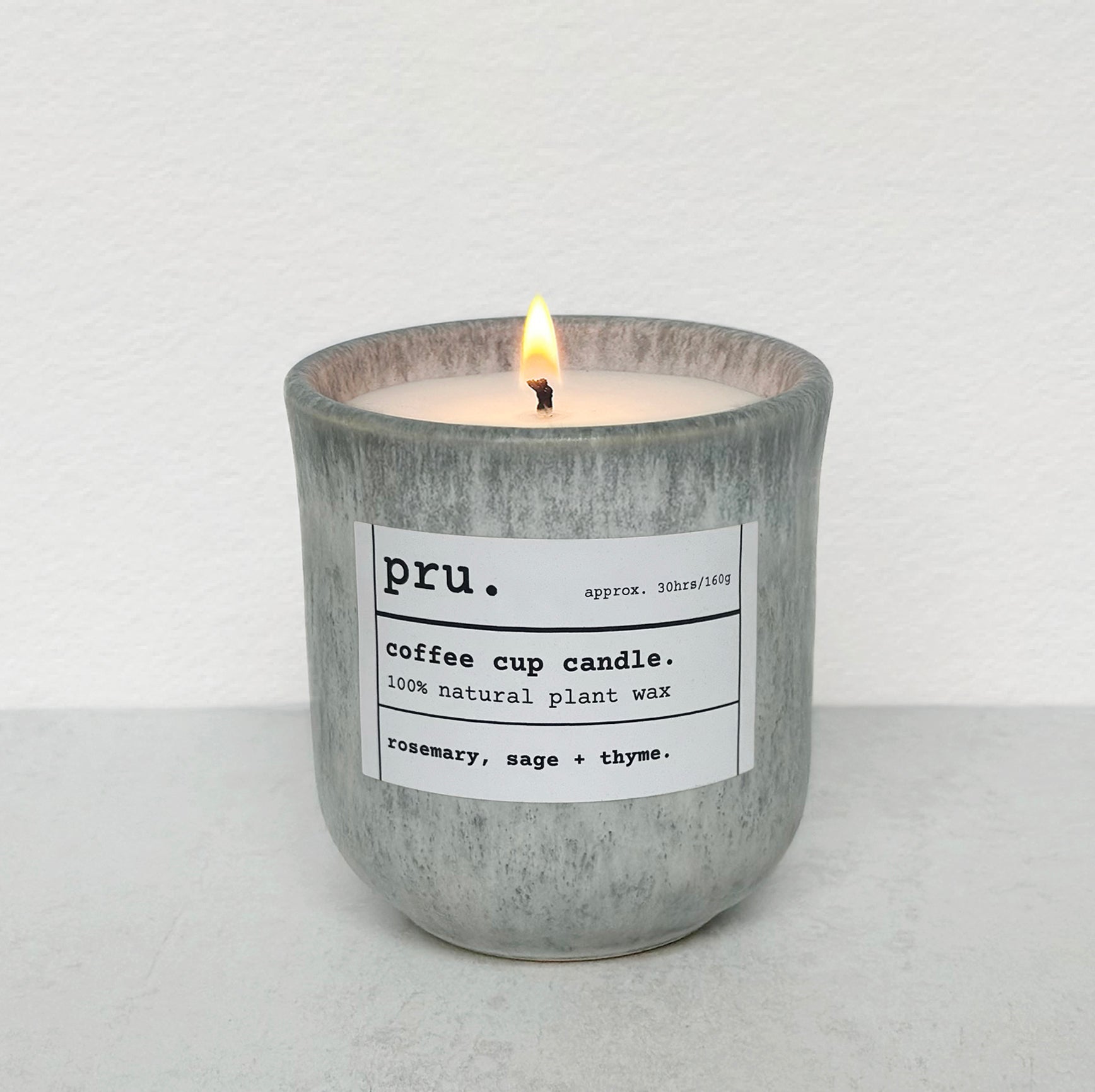 Grey Coffee Cup Candle - Rosemary, Sage + Thyme